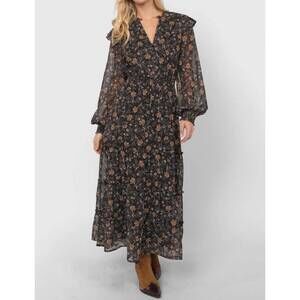 NEW SADIE & SAGE timeless tiered print maxi dress in black multi